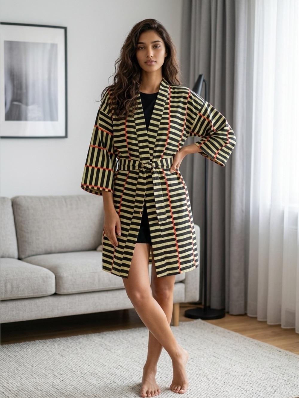 IKEA x Marimekko BASTUA Limited Edition Kimono Robe CoverUp Pötkö stripe Unisex